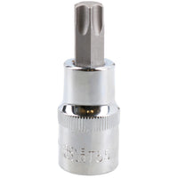 T55 Male Torx Bit Star Socket 1/2" Drive Standard Internal Chrome Vanadium Steel