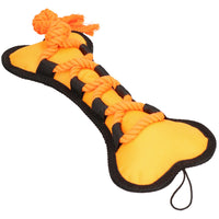 Yellow Cross Tug Rope Duck &Orange Cross Tug Bone Dog Play Toy With Squeak