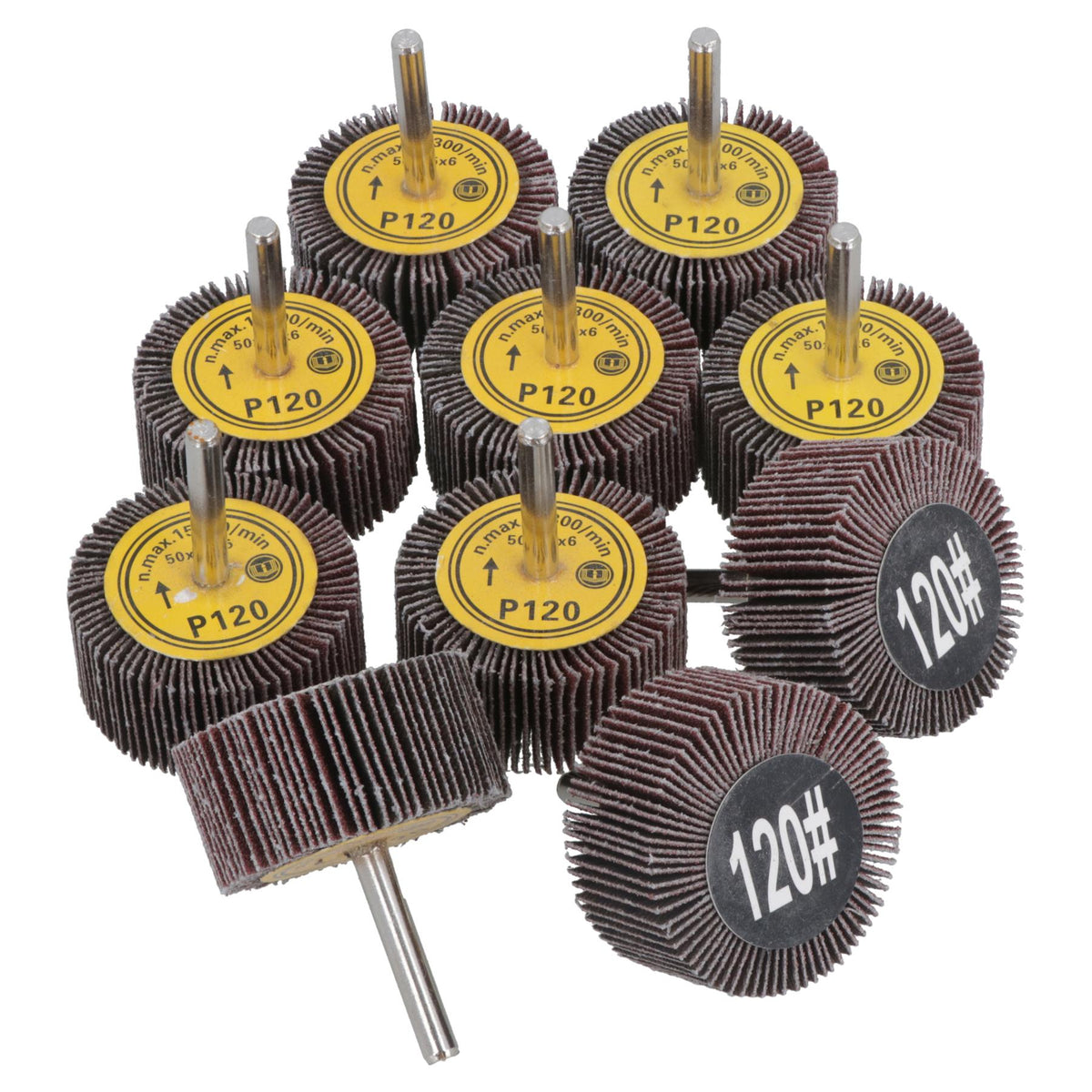 50mm 120 Grit Abrasive Flap Wheel Discs Sanding Rust Removal 6mm Shank