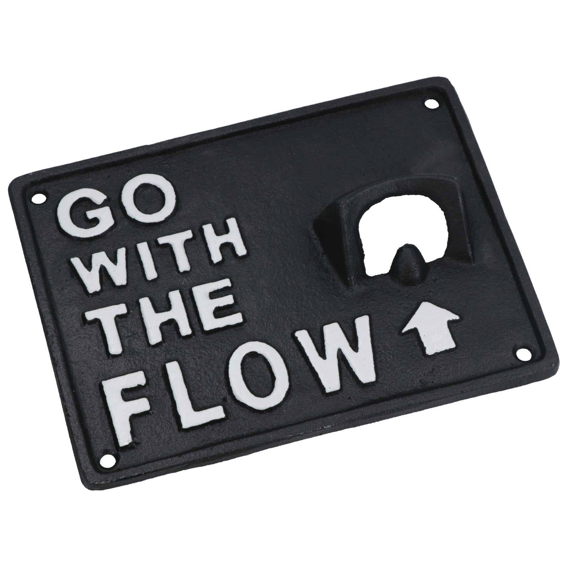 Go With The Flow Bottle Opener Beer Cast Iron Sign Gift Garage Door Shed Bar