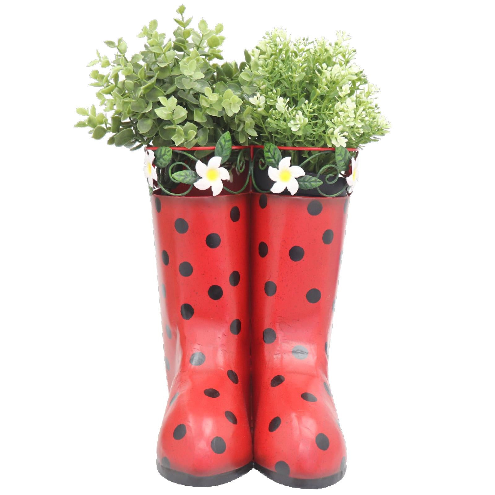 Red Hanging Pair of Wellies Metal Planter Garden Gift Ornament  25x22x29cm