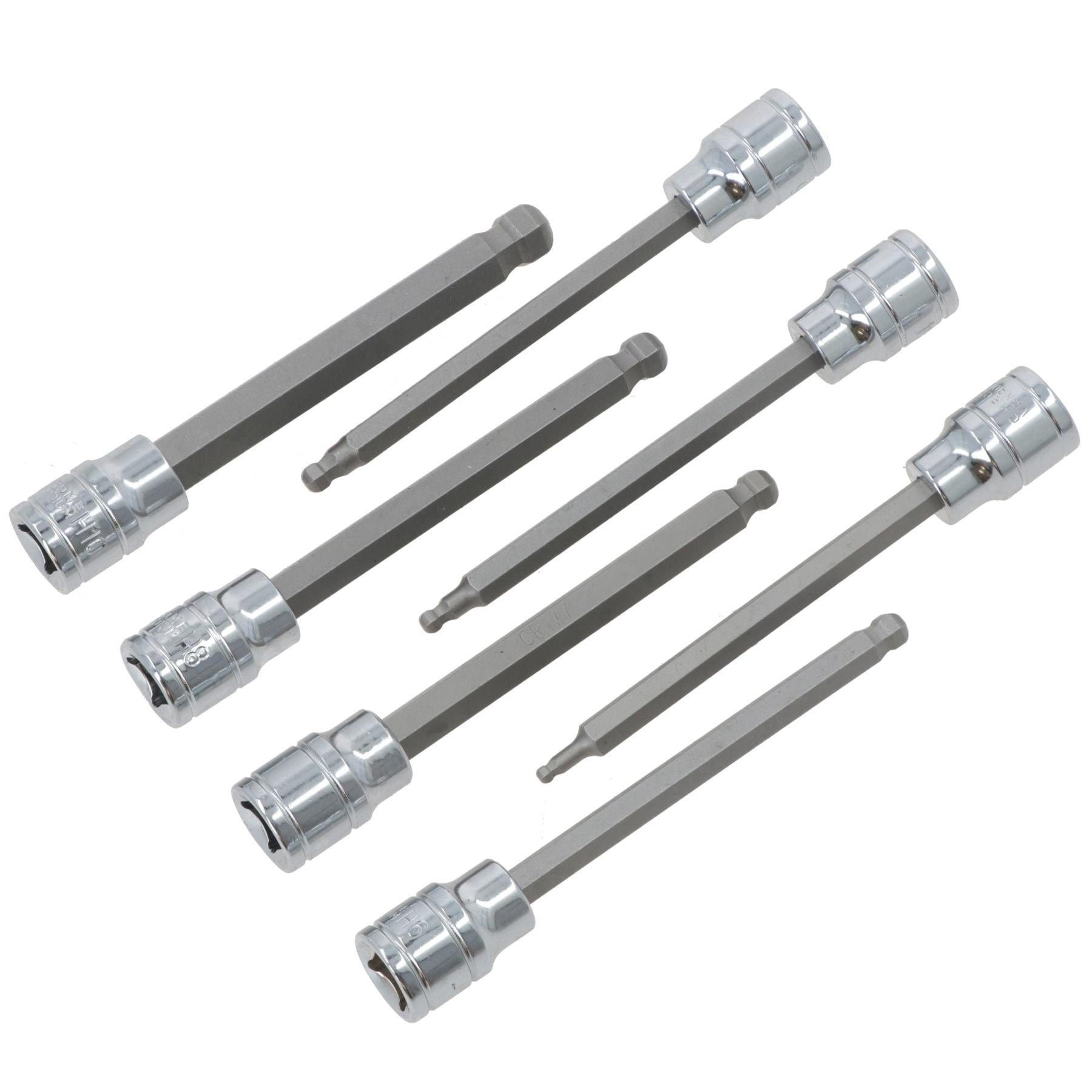 Long Ball Ended Hex Allen Key Socket Bit Set 3/8" Drive 3mm - 10mm AT641