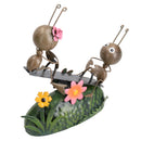 Miniature Life Metal Ant Couple on Seesaw Garden Gift Ornament 6x15x15cm