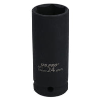 24mm 1/2" Drive Double deep Metric Impacted Impact Socket Single Hex 6 Sided