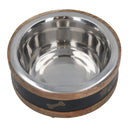 Medium Wooden Ring With Removal Metal Bowl Dog Puppy Food Water Dish