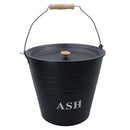 Metal 12 Litre Cap Ash Bucket with Lid Fireplace Fireside Bin Scuttle Holder Coal