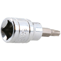 T27 Male Torx Bit Star Socket 3/8" Drive Standard Internal Chrome Vanadium Steel