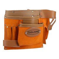 Suede and Leather Double Tool Roll 10 Pouch Holder Adjustable Belt Buckle