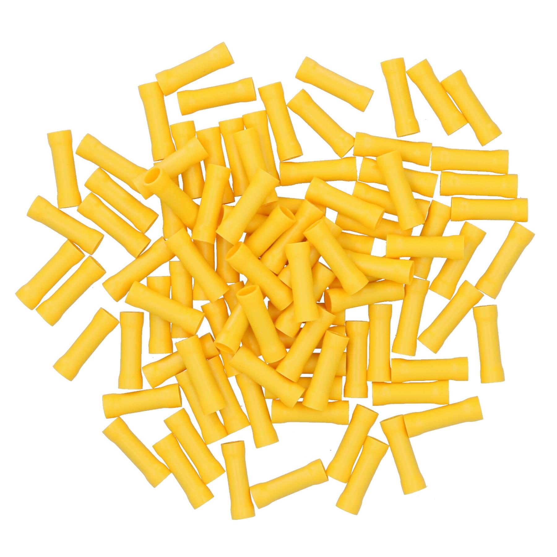 Insulated Straight Butt Connectors Electrical Crimps Terminals Yellow