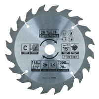 Circular Saw Blade 165mm x 16 / 20mm Mixed Teeth TCT Cutting Disc Wood 4pc