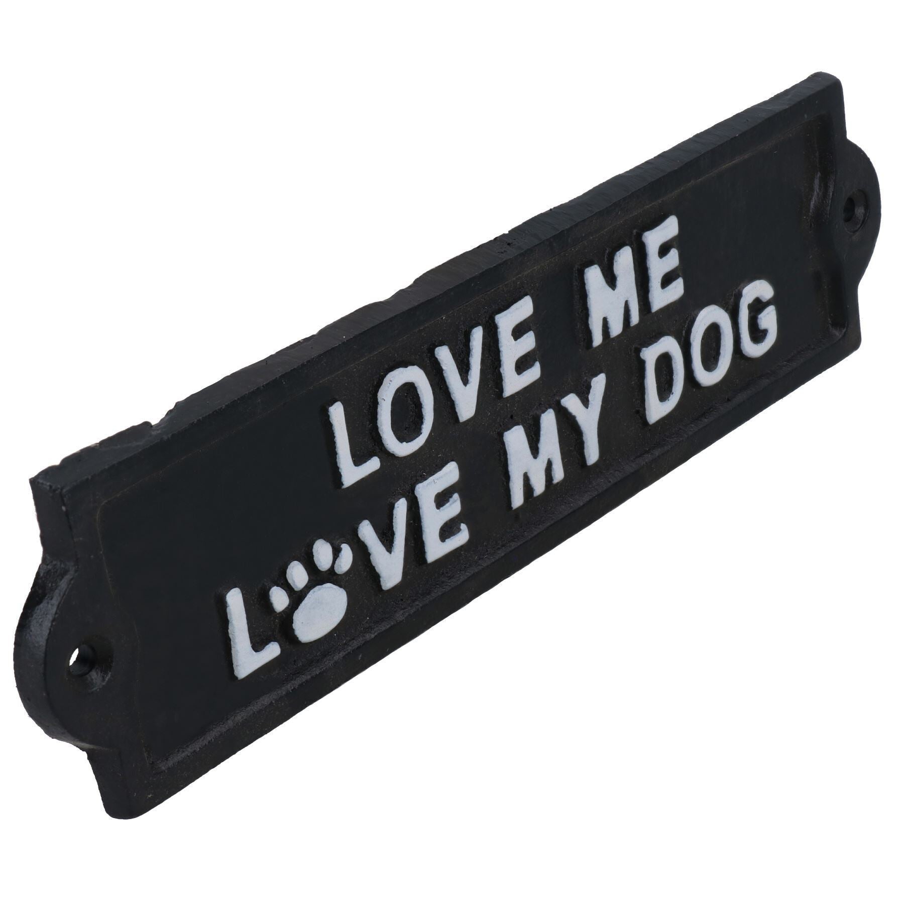 Plaque en fonte avec inscription « Love Me Love My Dog » pour mur de jardin, clôture, portail, porte