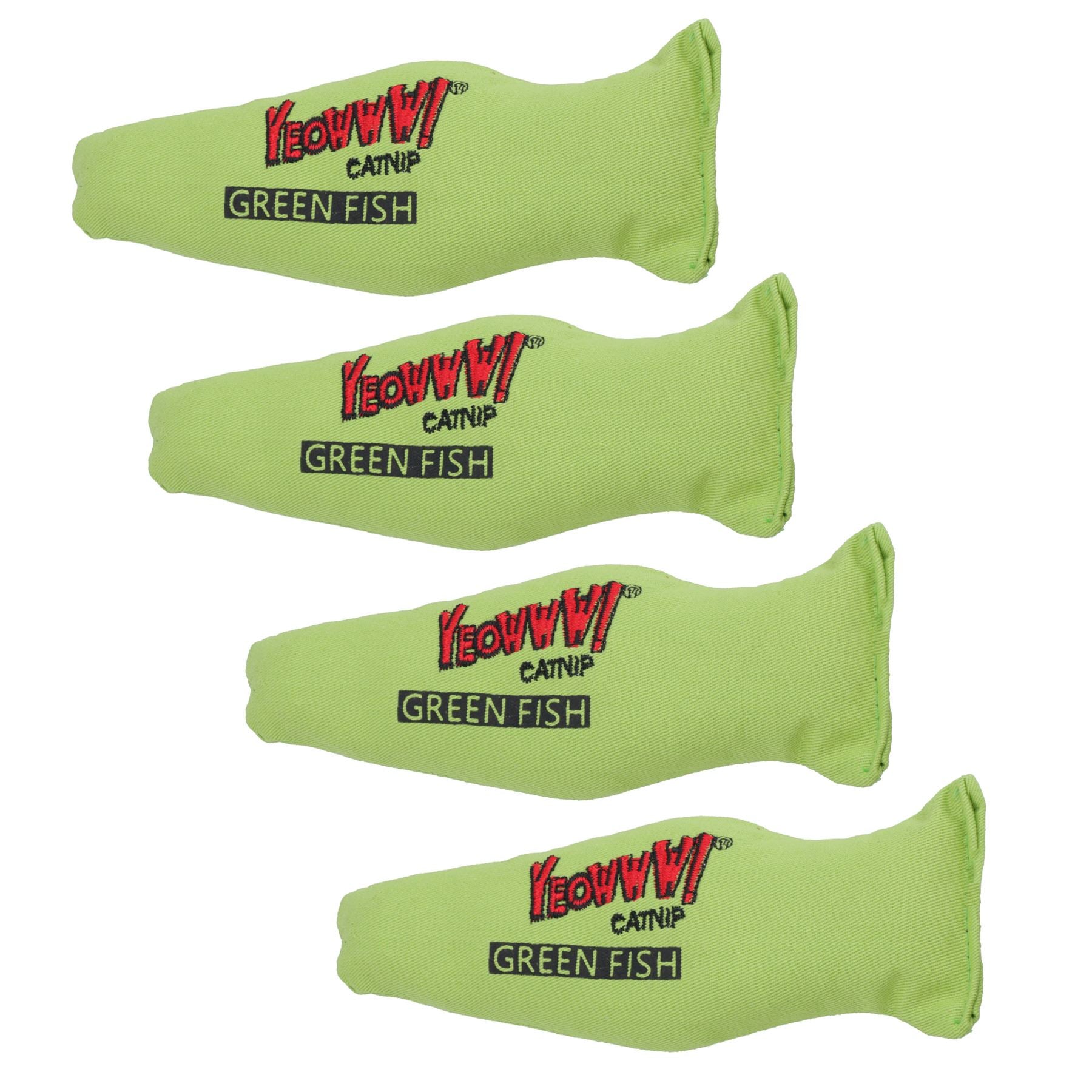 4PK Yeow Interactive Cat Kitten Green Fish With Catnip Cat Toy Play Toy Cat Gift