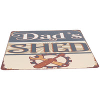 Retro-Metallschild zum Aufhängen „Dad's Shed“ für Garage/Zuhause, vorgestanzte Löcher, 20 x 25 cm