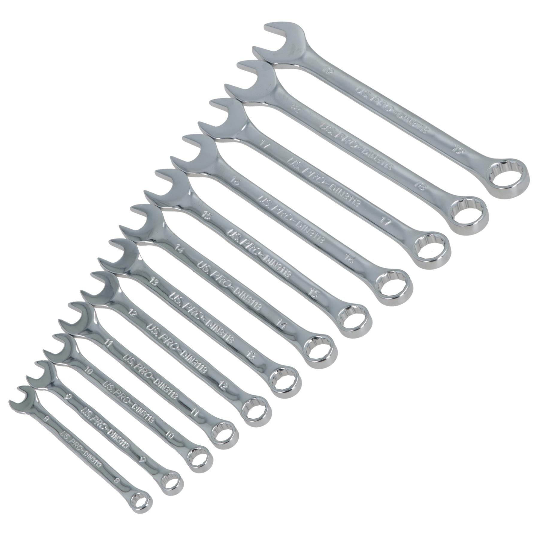 Metrischer Ringmaulschlüsselsatz, offener Ring, 8–19 mm, 12-teilig