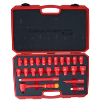 Kit de douilles et d'accessoires pour outils VDE isolés à entraînement 1/2" 24 pièces métriques homologuées GS