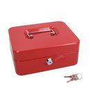 8” Petty Cash Box Money Coin Tin Deposit Security Safe Organiser 2 Keys Red