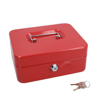 8” Petty Cash Box Money Coin Tin Deposit Security Safe Organiser 2 Keys Red
