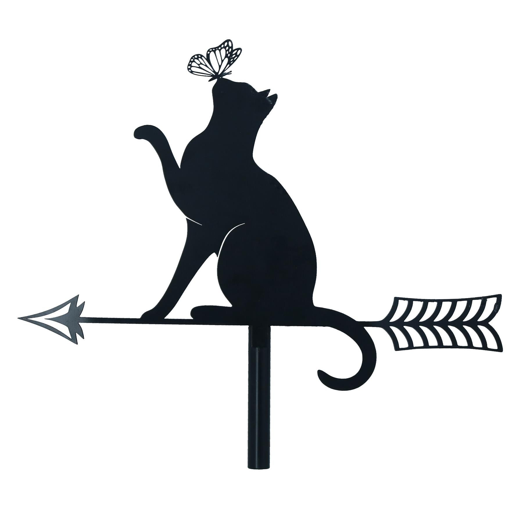 High Quality Black Metal Cat Silhouette Weather Vane Animal Lover Gift
