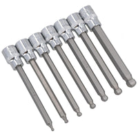 7pc 3/8" Drive Ball Ended Metric Extra Long Allen Hex Keys 3 - 10mm Bit Sockets