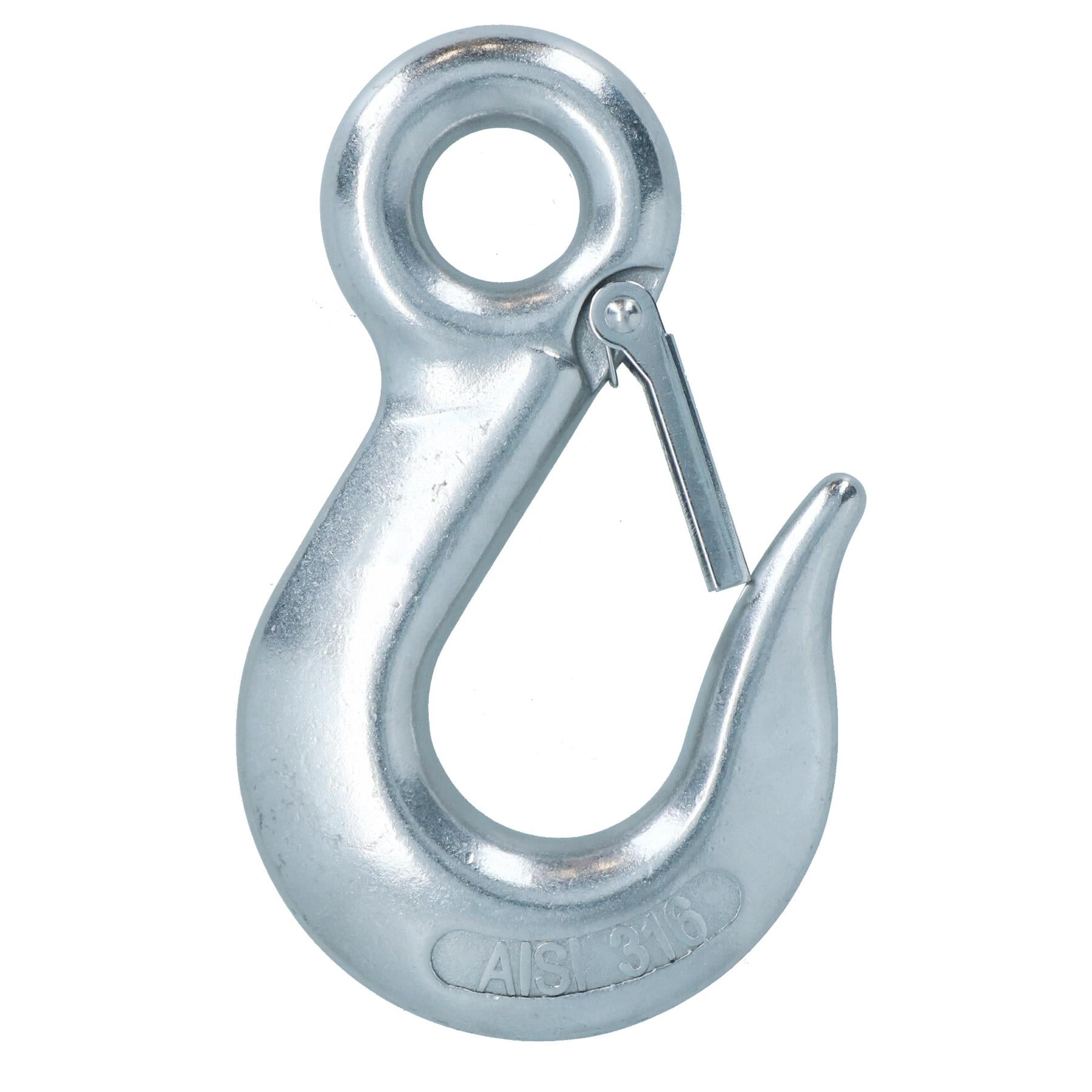 6mm – 12mm Eye Slip Hook with Safety Catch 316 Stainless Steel Lifting Holder