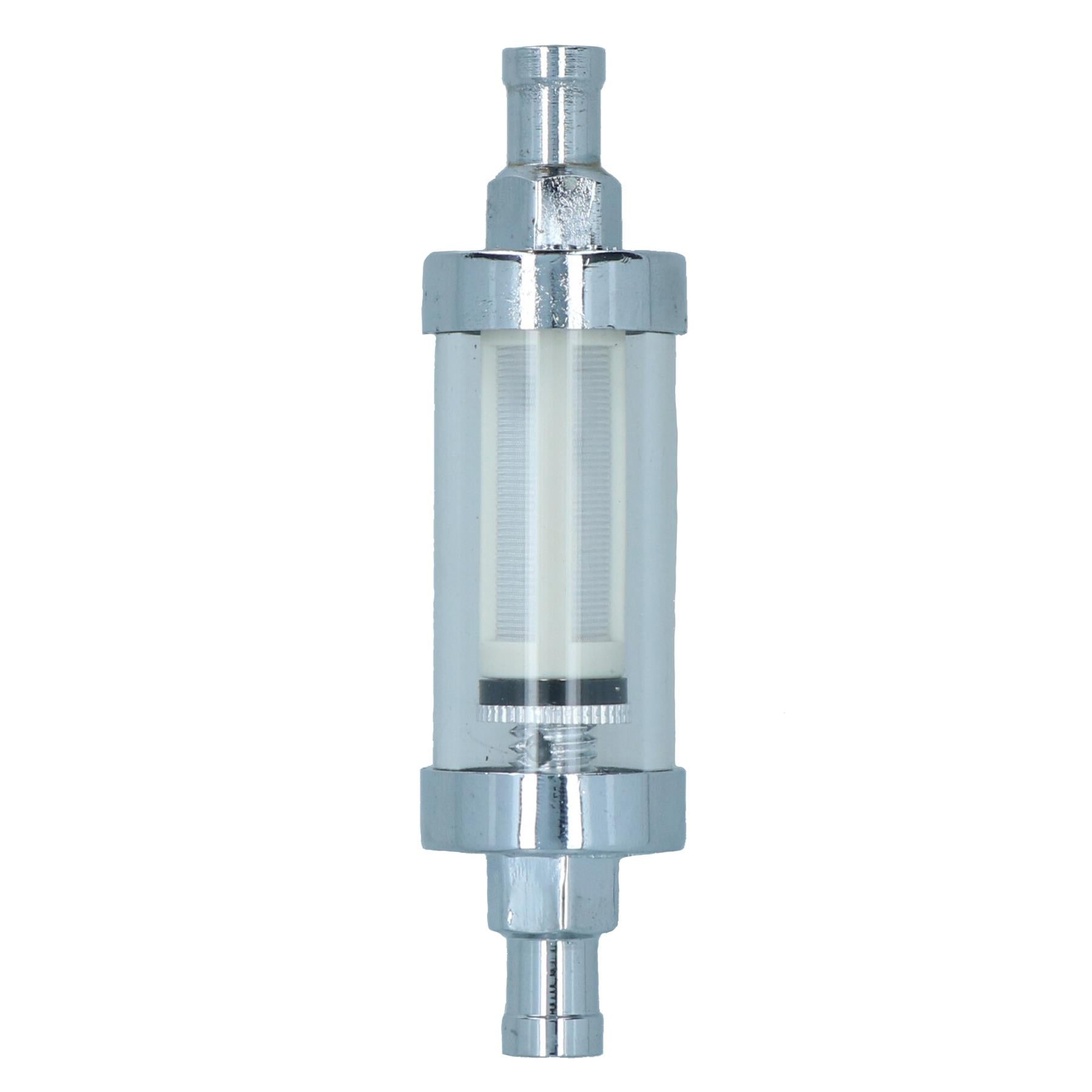 Inline-Kraftstoff-Benzinfilter Glas + Chrom Universal für 10mm (3/8") Schlauch