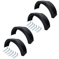 4 x 14 Inch Plastic Trailer Mudguard Wheel Arch Wing Fender + 12 x Fixing Brackets
