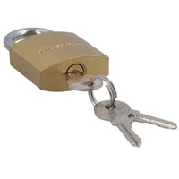 32mm Iron Padlock Security Lock Brass Finish with Hardened Steel Shackle