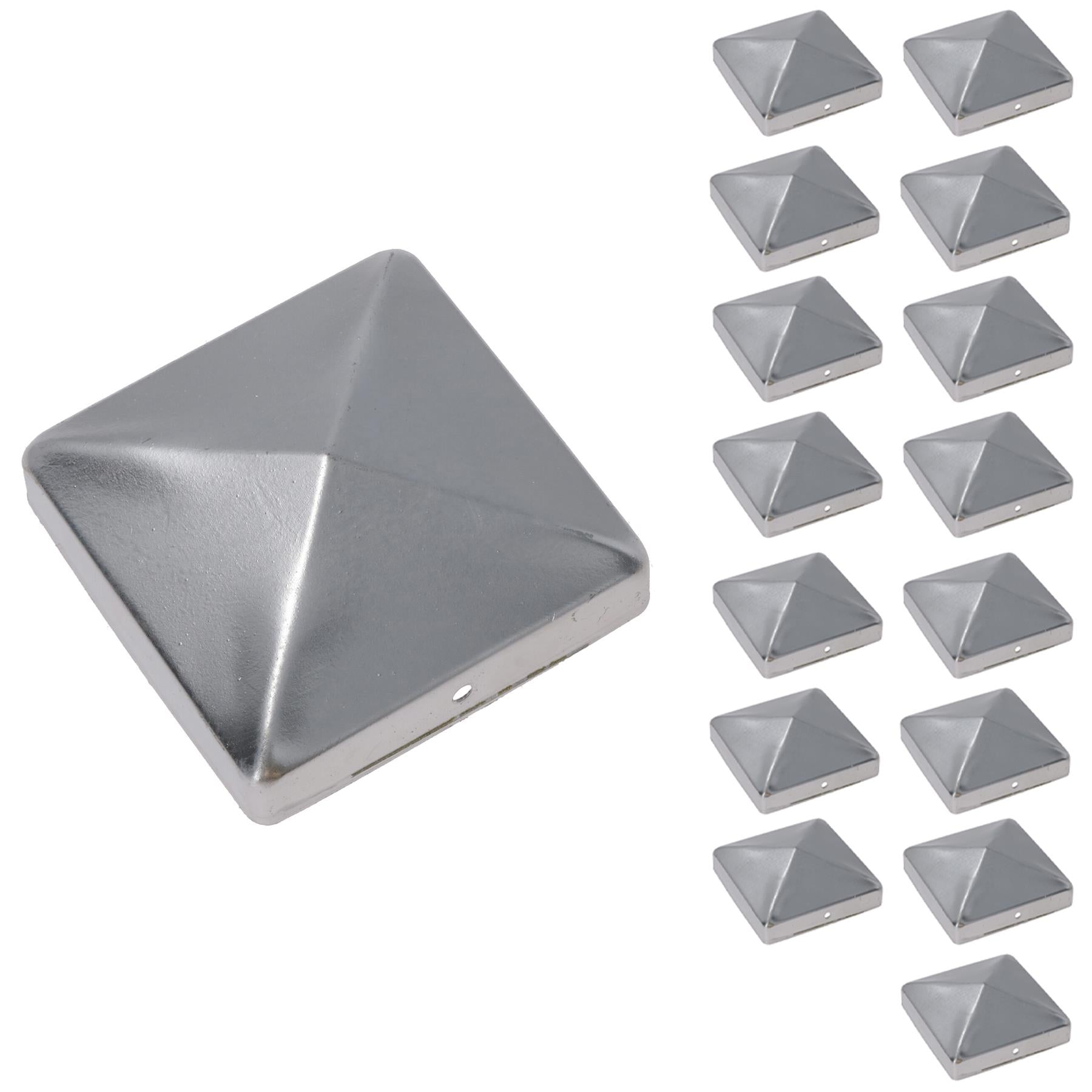 Metal Fence Post Caps for Fence Posts 75mm x 75mm Protector Cover Silver