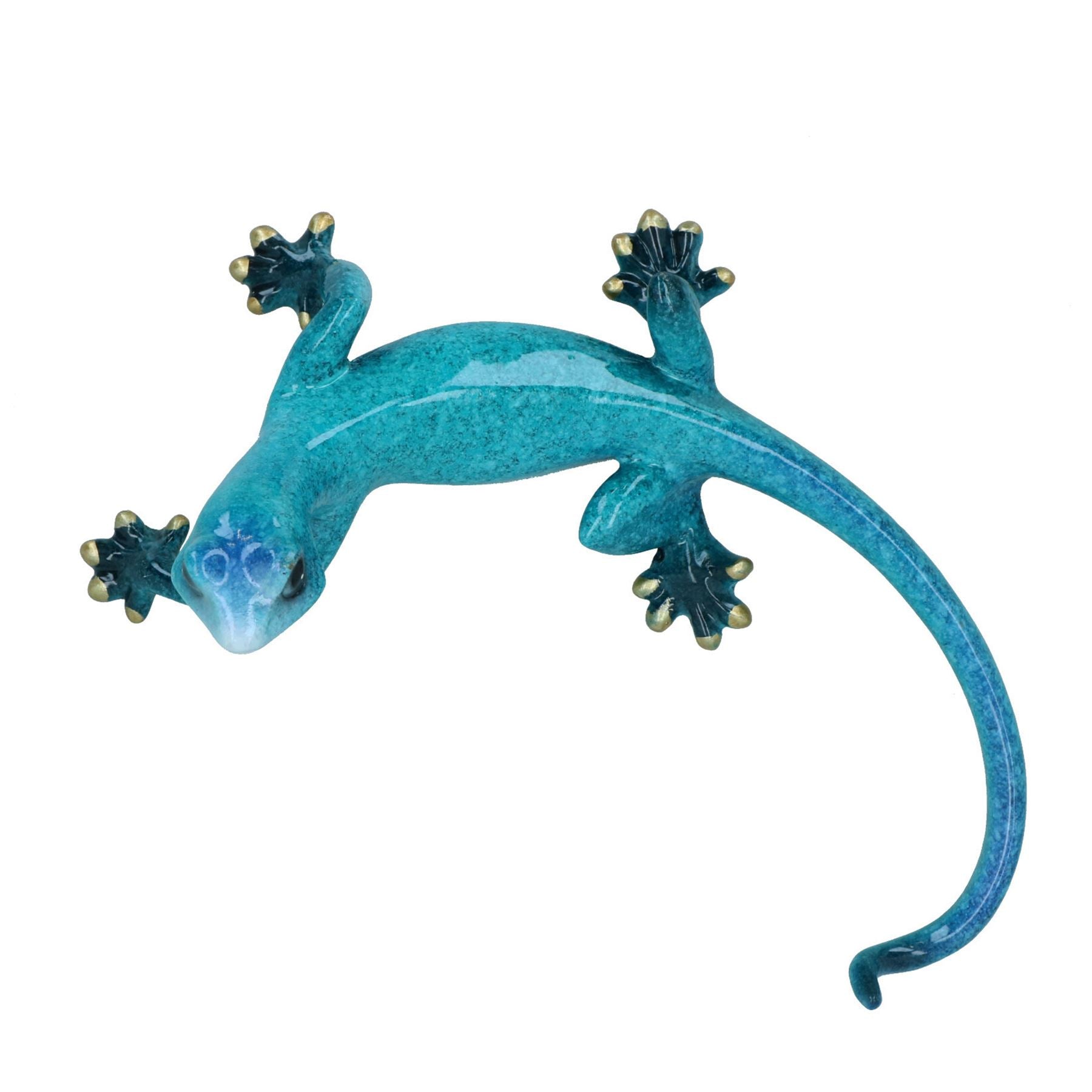Blue Speckled Gecko Lizard Resin Wall Shed Sculpture Decor Statue Small House