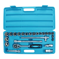 24pc 1/2" Drive Metric MM Shallow Socket And Accessory Set 10mm – 32mm