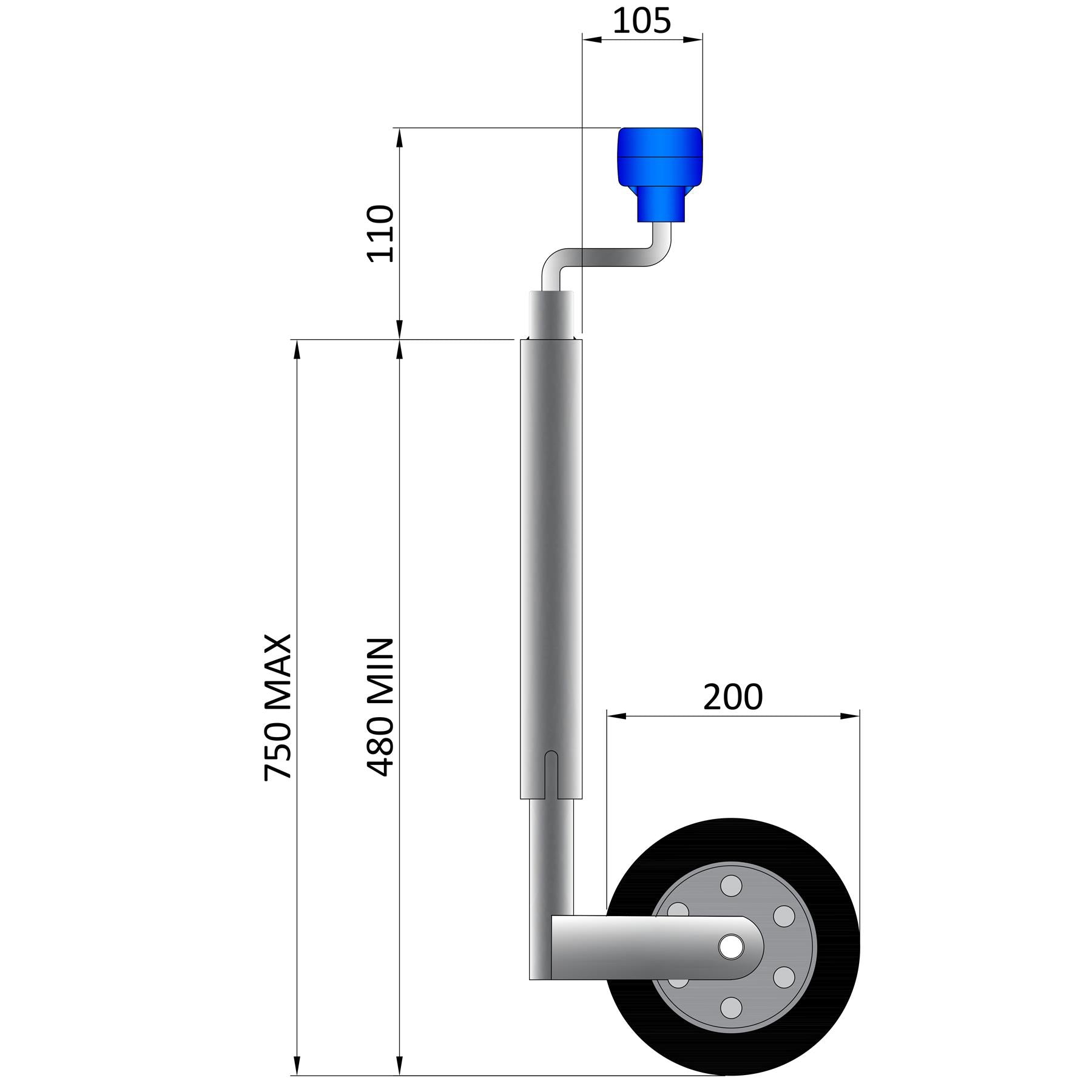 42mm Jockey wheel with Clamp TR008