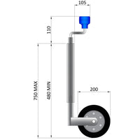 Roue jockey 42 mm avec collier de serrage TR008