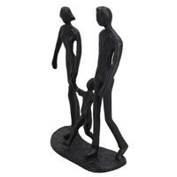 Family of 3 Holding Hands Silhouette Figurine Statue House Decor Ornament Metal