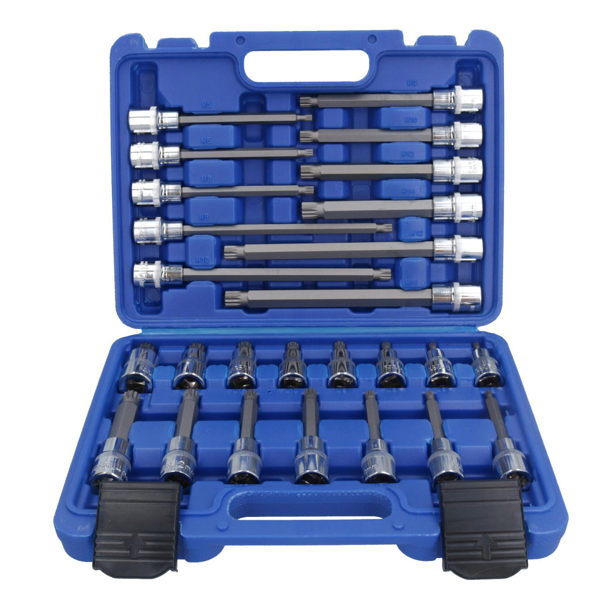 Douilles cannelées mâles 1/2" peu profondes et profondes M5 - M16, lot de 25 pièces