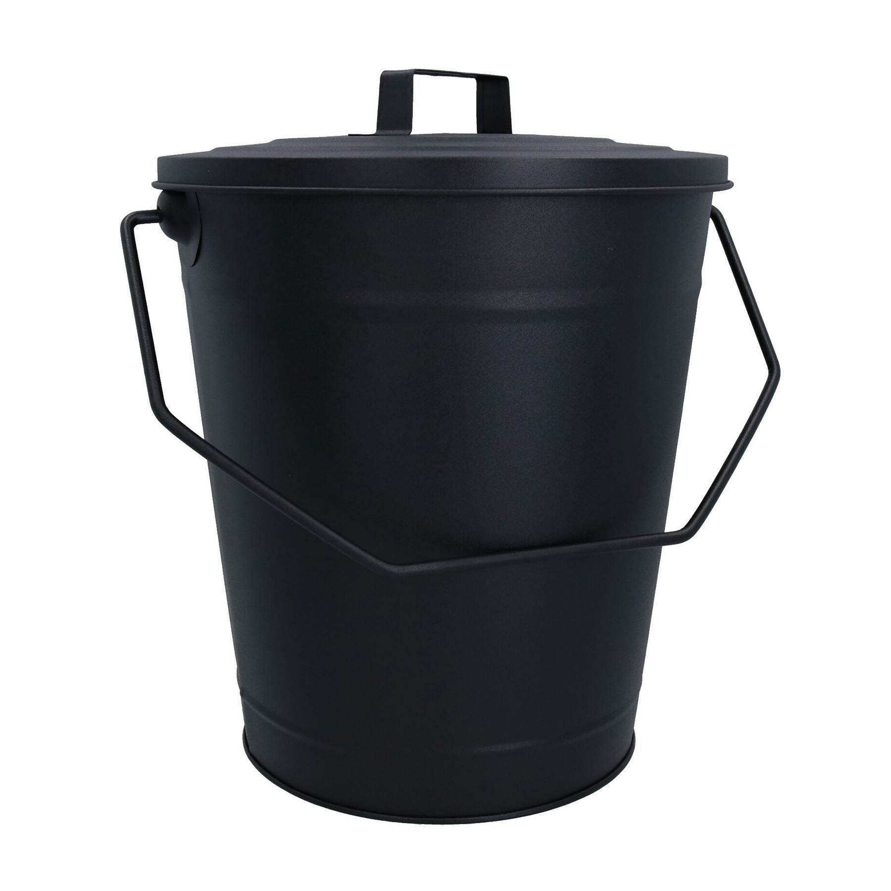 Coal Bucket & Lid Black Metal Ash Tidy Bin Coal Carrier Fire Log Burner Kindling