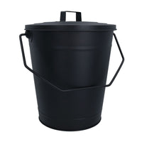 Coal Bucket & Lid Black Metal Ash Tidy Bin Coal Carrier Fire Log Burner Kindling