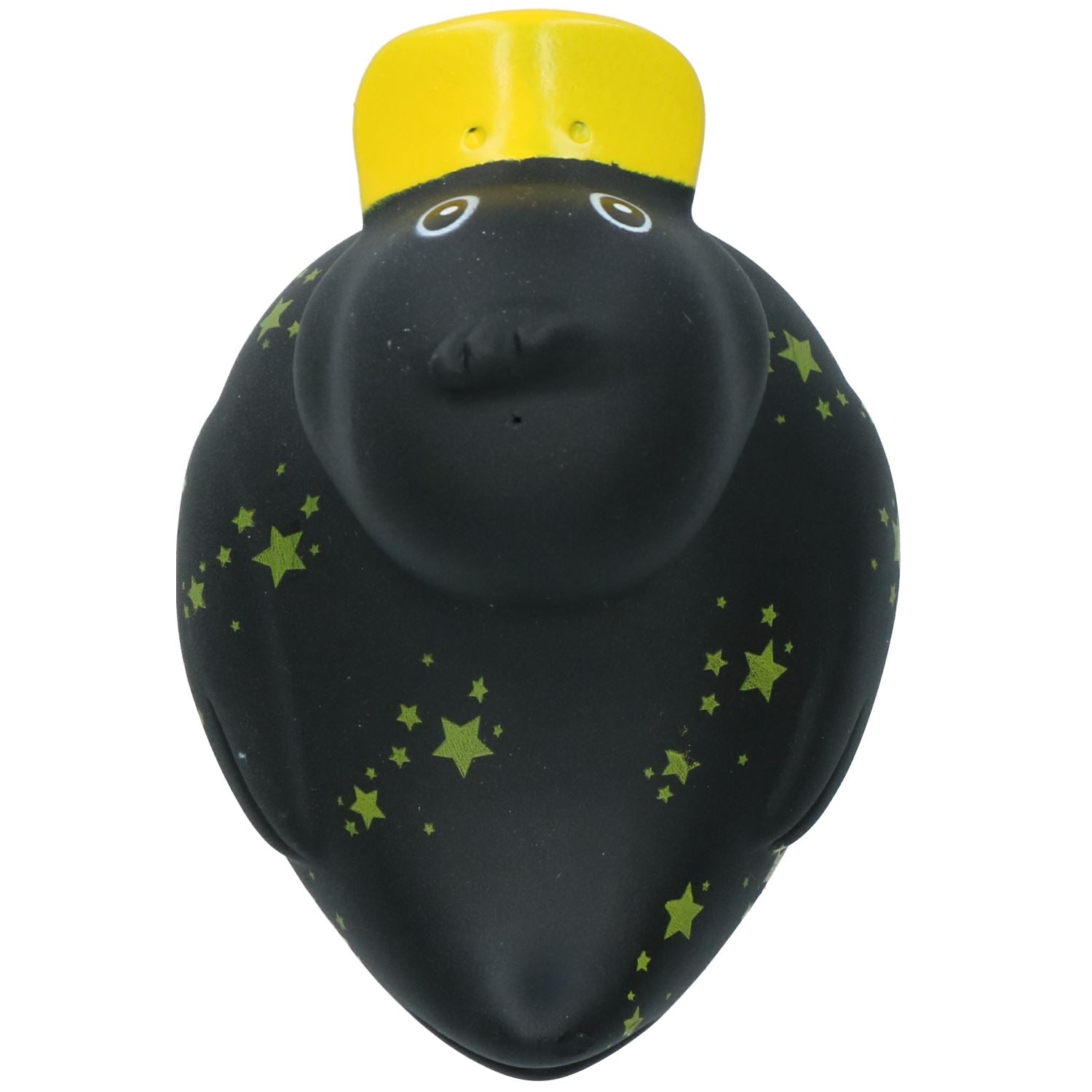 Black Star Rubber Vinyl Squeaky Duck Dog Toy With Internal Squeak 8x10cm