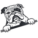 Black Metal Peeking Bulldog  Silhouette with Fixing Plate Garden Ornament Gift
