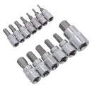 Jeu de 13 douilles Allen/Hexagonales métriques 1/4", 3/8" et 1/2" AT748