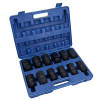 Jeu de douilles à chocs profondes métriques à entraînement 1/2 po 12 pans 25 mm – 36 mm 12 pièces