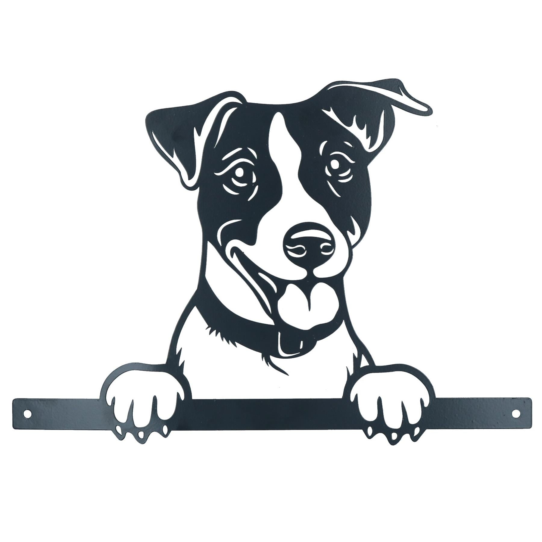 Black Metal Peeking Spaniel Silhouette with Fixing Plate Garden Ornament Gift