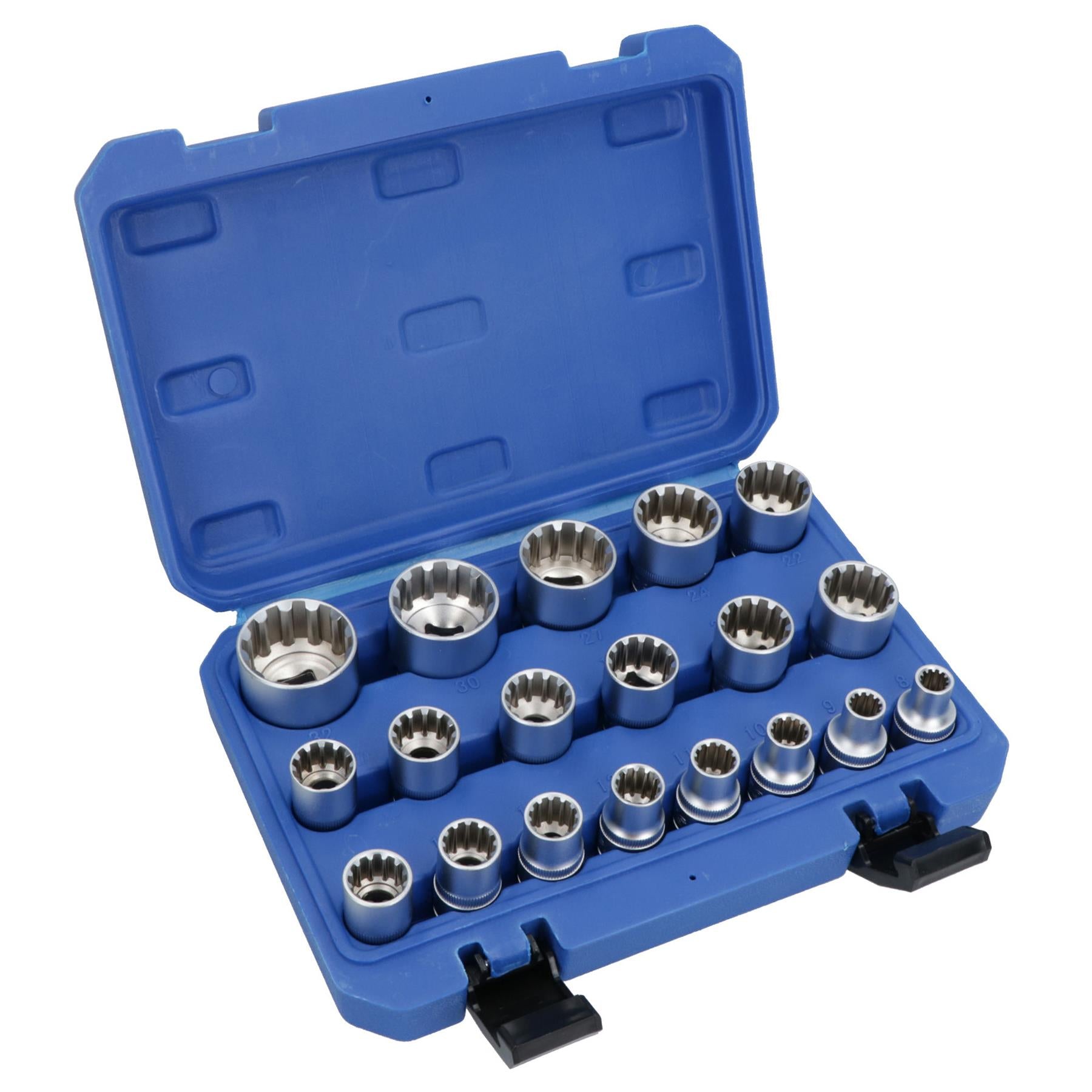 1/2in Drive Gear Lock Metric + Imperial Sockets 8 – 32mm 5/16 – 1-1/4 19pc Set
