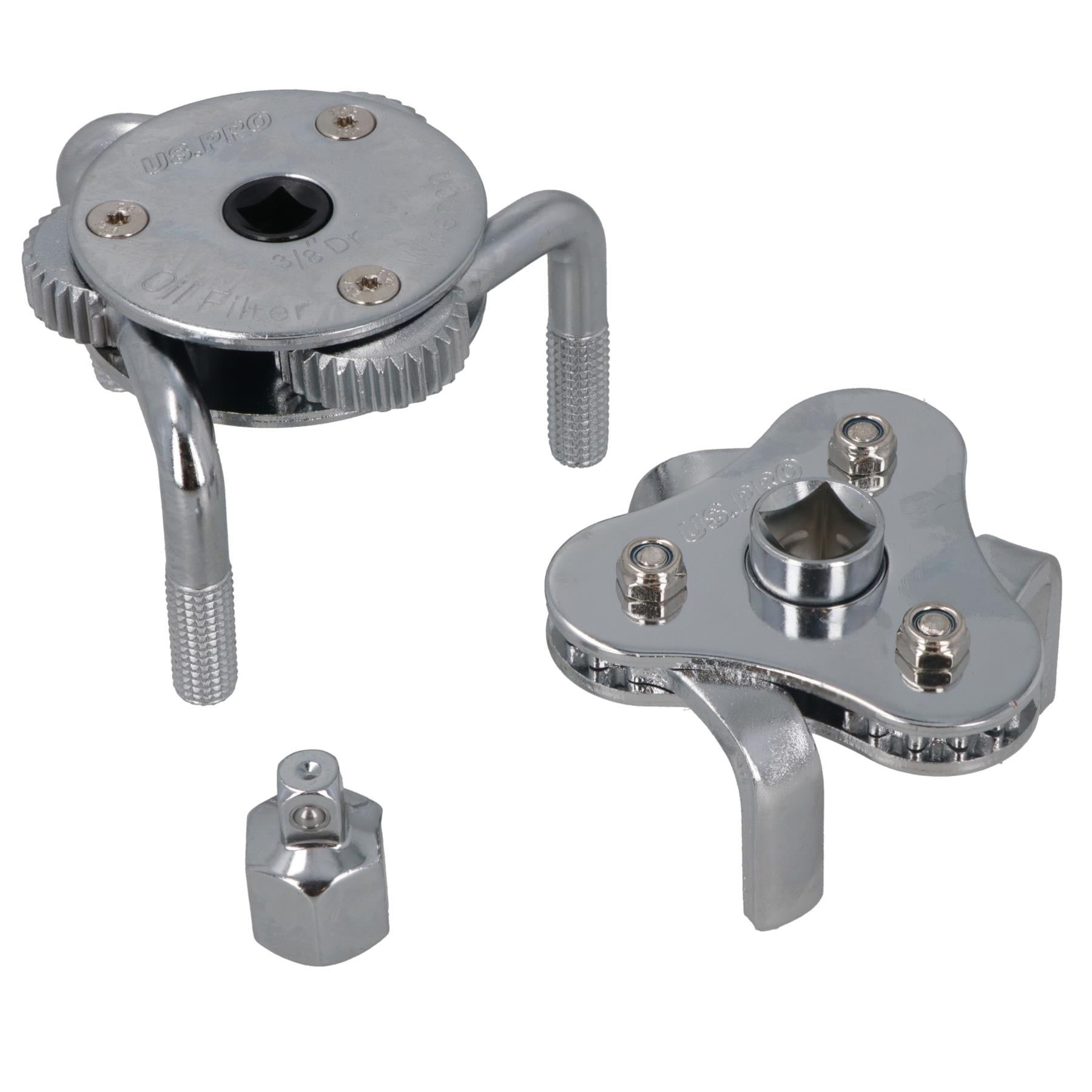 Clé à filtre à huile réglable à 2 + 3 pattes pour démontage et installation, entraînement 3/8" + 1/2"