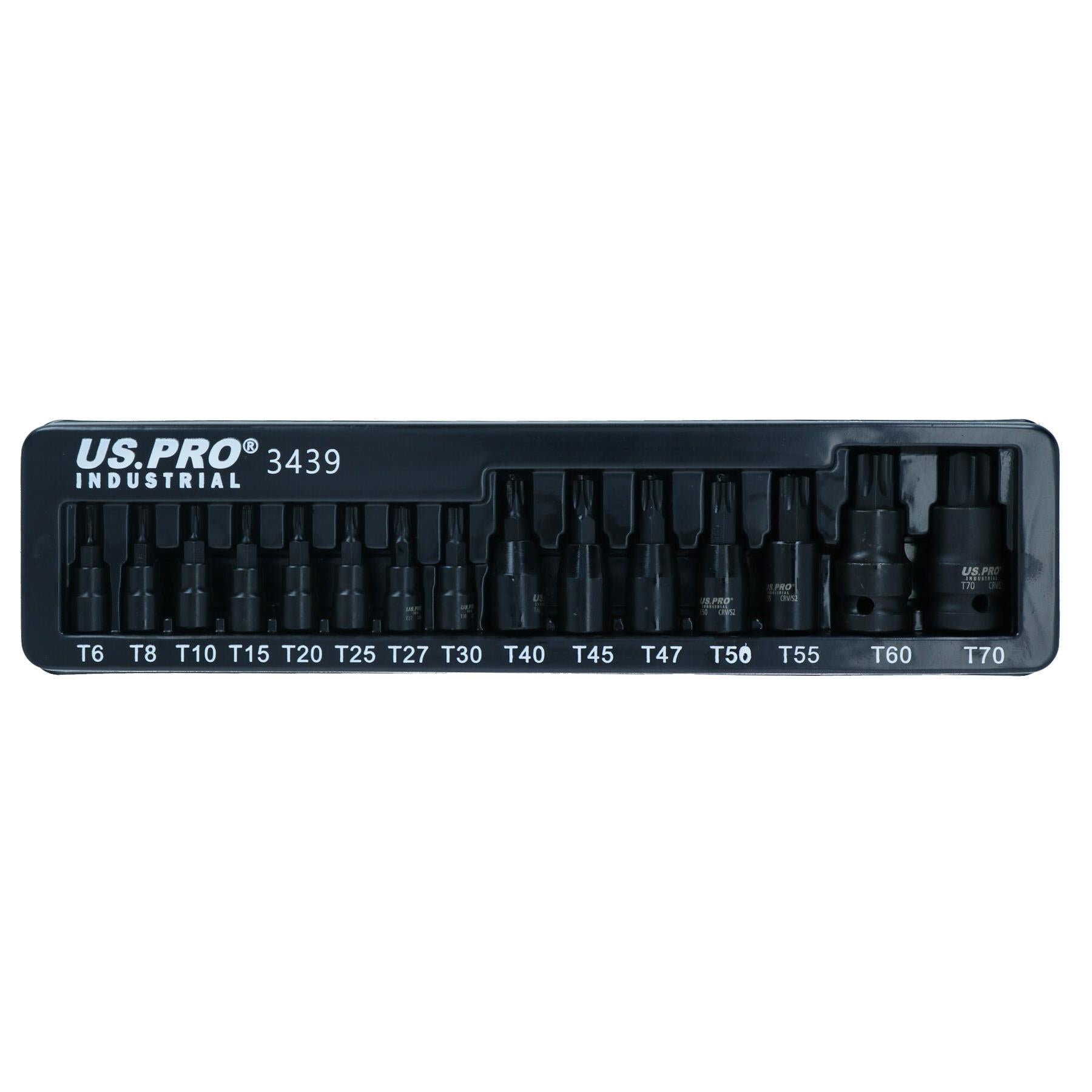 Male Torx Star Impact Impacted Shallow Bit Sockets Mixed Drive T6 – T70 15pc