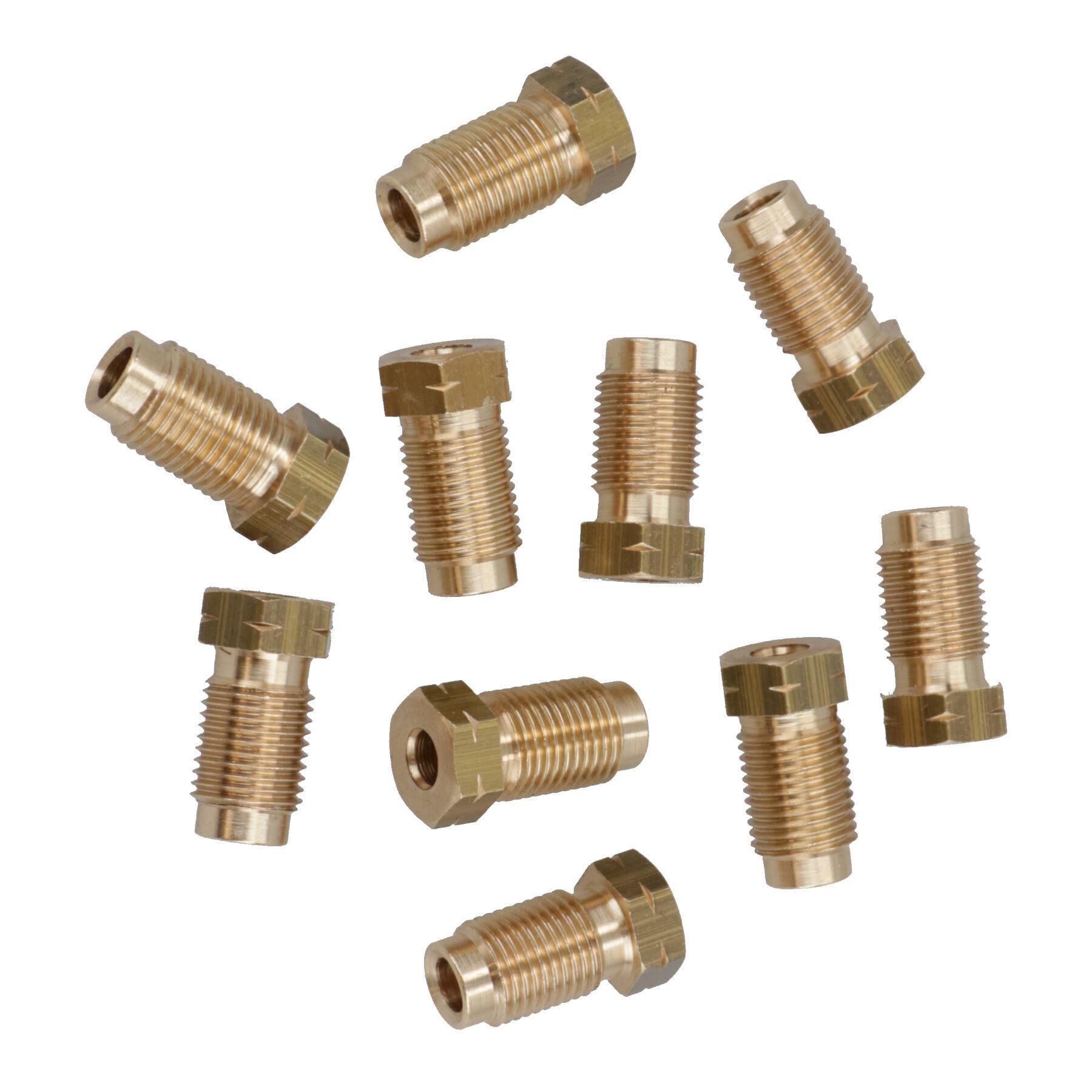 Brass Brake Pipe Fittings M10 x 1mm Male 10 PACK for 3/16" Pipe FL12