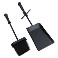 Ensemble de brosse et de pelle pour foyer avec manche noir Accessoire de cheminée Pelle de balayage