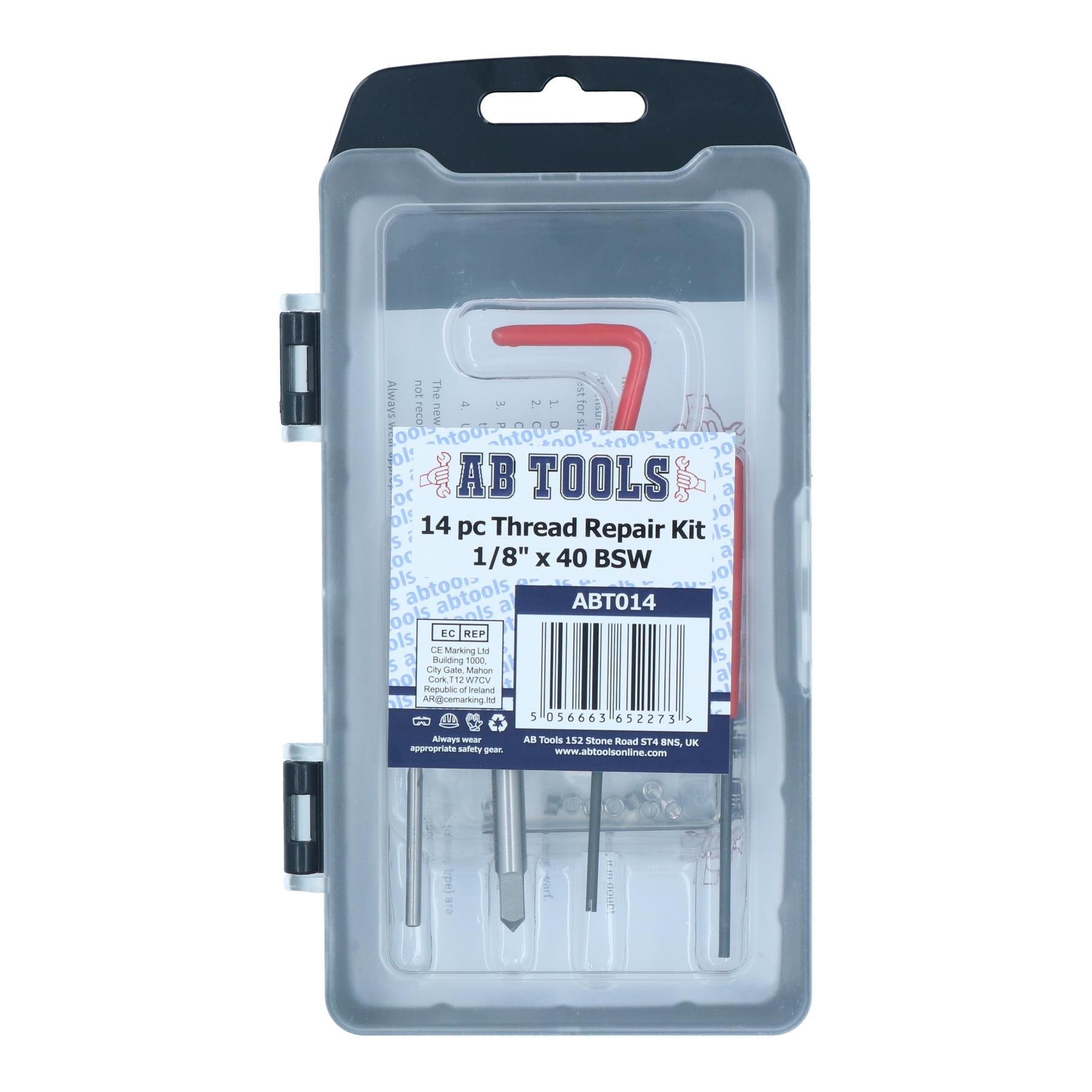 1/8” x 40 BSW Thread Repair Cutter Kit Helicoil Set for Damaged Threads 14pc