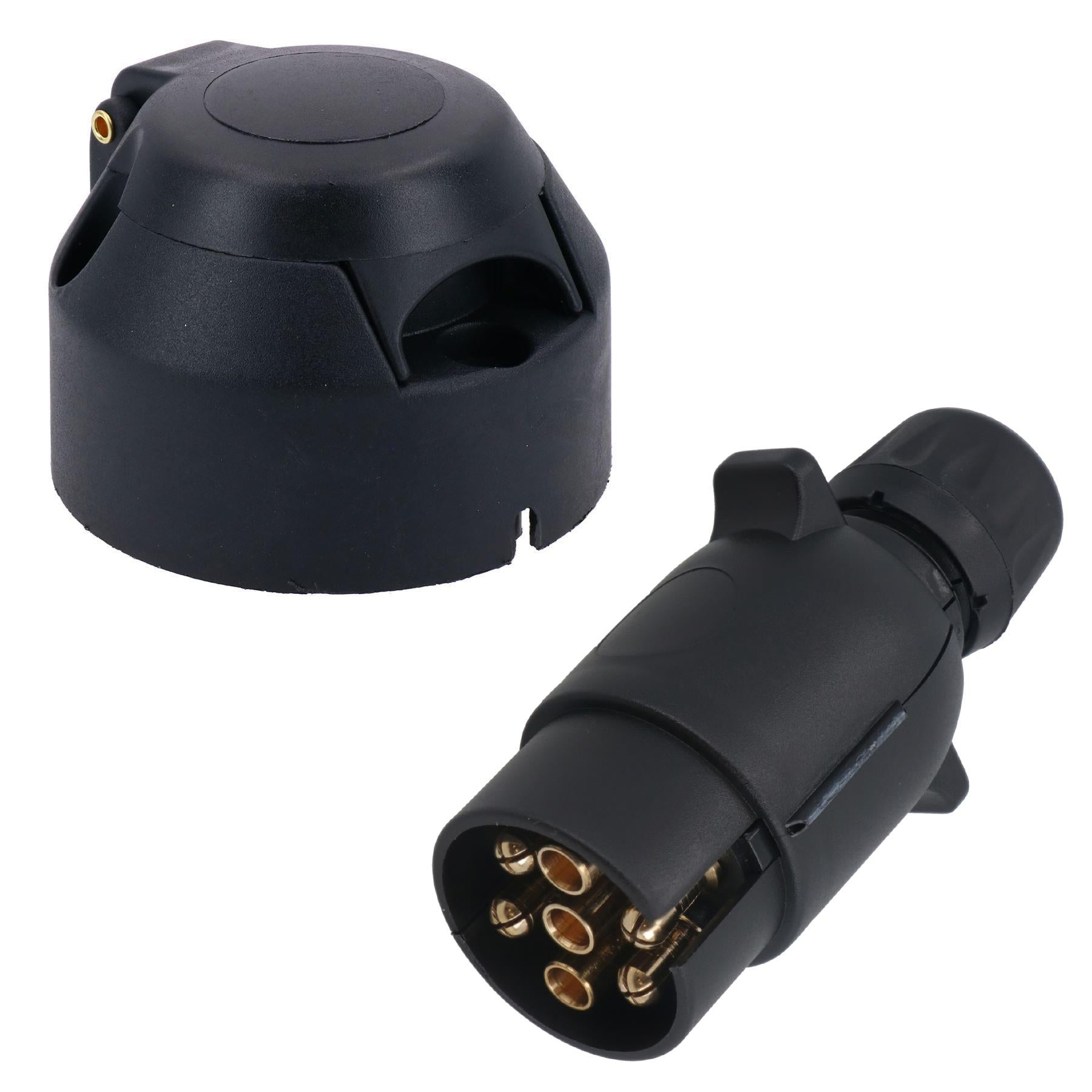 Tow Bar Electrics 7 pin 12v N Type PLASTIC Socket & Plug Trailer Lights Car Hook Up