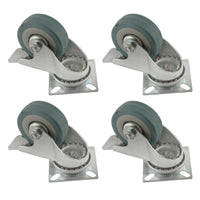 2" (50mm) Braked Castors Swivel 4PK Rubber 50kg Trolley Dolly Wheel Caster