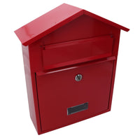 Letter Post Mail Box Metal Red Wall Door Gate Fence Garden House Lockable